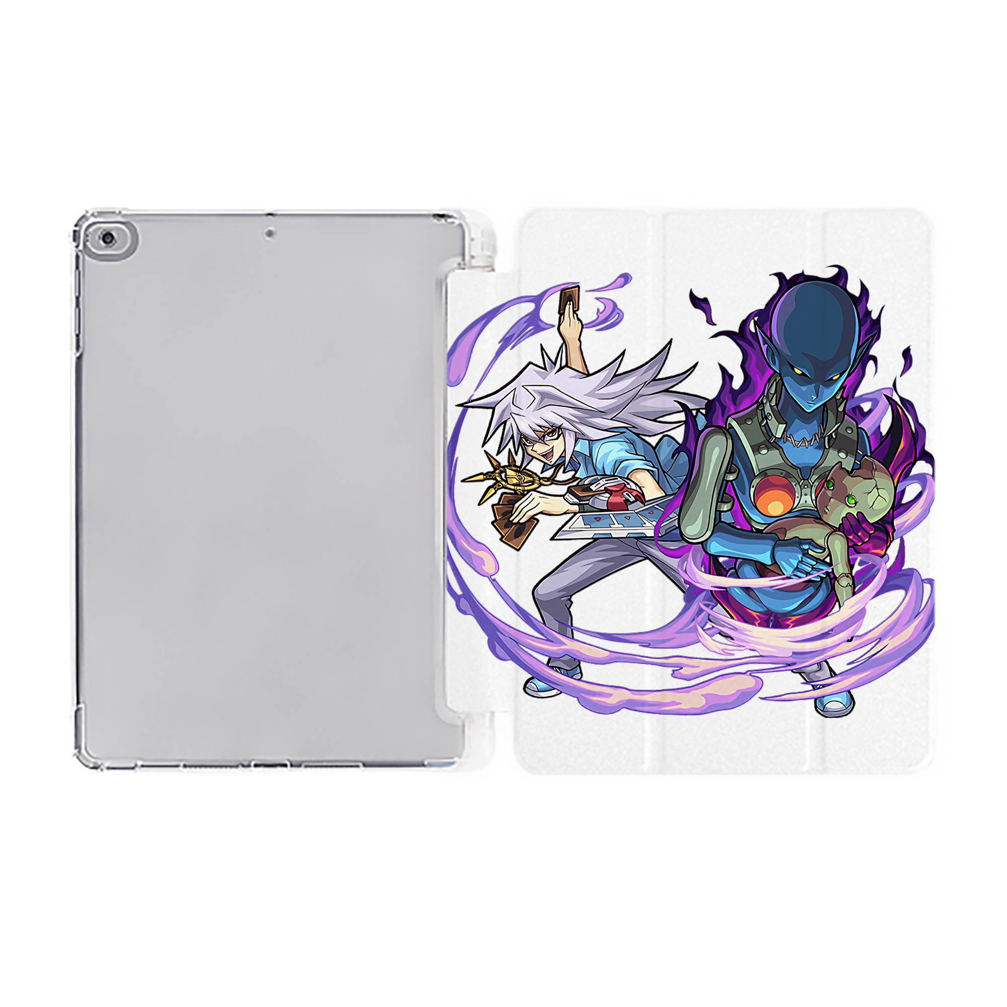（画像用） 遊☆戯☆王 Yu-Gi-Oh! IPad ケース ペン収納付き 三つ折りスタンド PUレザー×シリコン 対応機種9.5/10.5/10.9インチ
